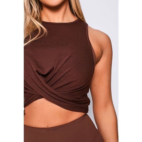 New Ryderwear Adapt Twist Cropped Tank Athleisure‎ Chocolate Brown Large - Picture 4 of 14